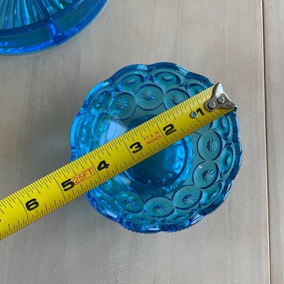 Vintage Rare Mid-Century Blue Glass Dishes Bowls Set - Picture 15 of 16